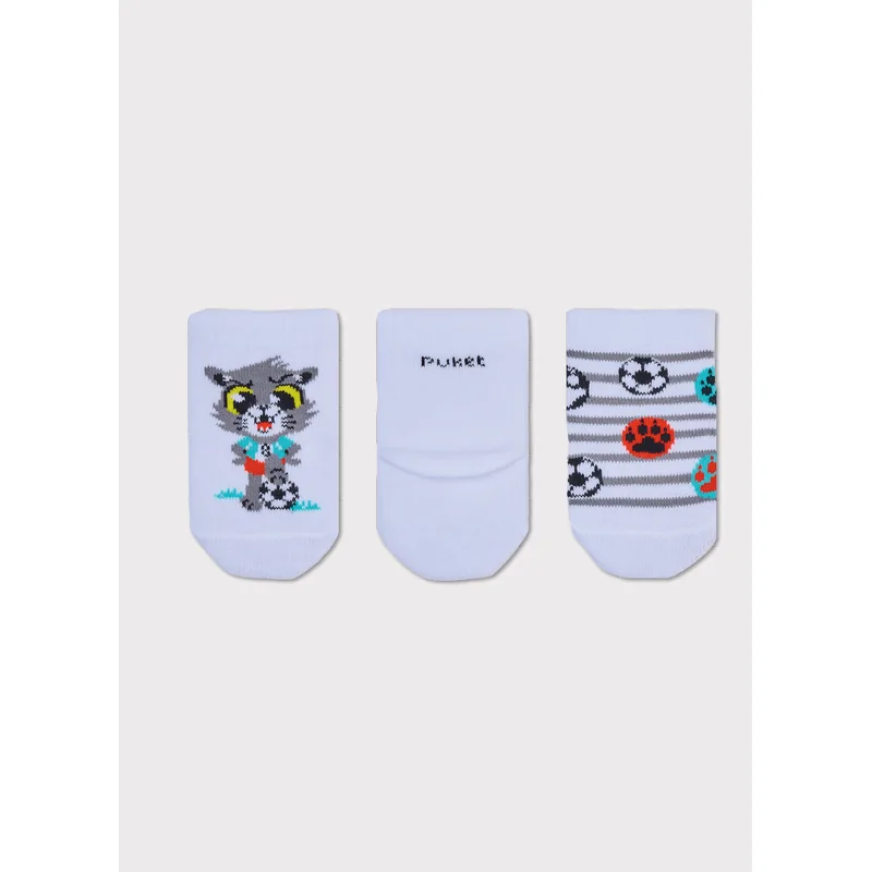 Kit com 3 Meias Cano Médio Bebê Menino Lobo 0 A 4 MESES