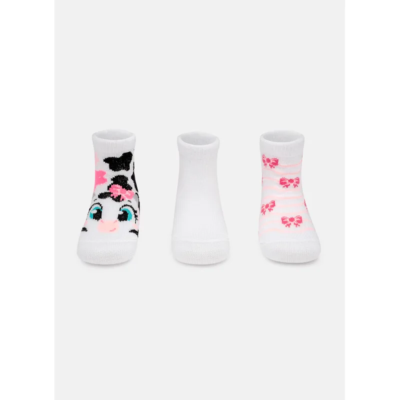 Kit com 3 Meias Cano Médio Bebê Menina Vaca 9 A 12 MESES