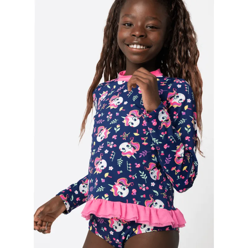Camiseta Manga Longa com Proteção Solar Menina Teen 10/12 anos Unicórnio Encantada 12