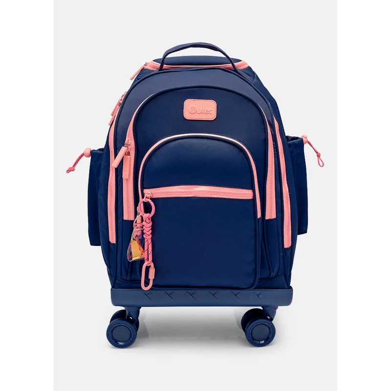 Mochila com Rodinha 360 Azul Marinho e Rosa UN