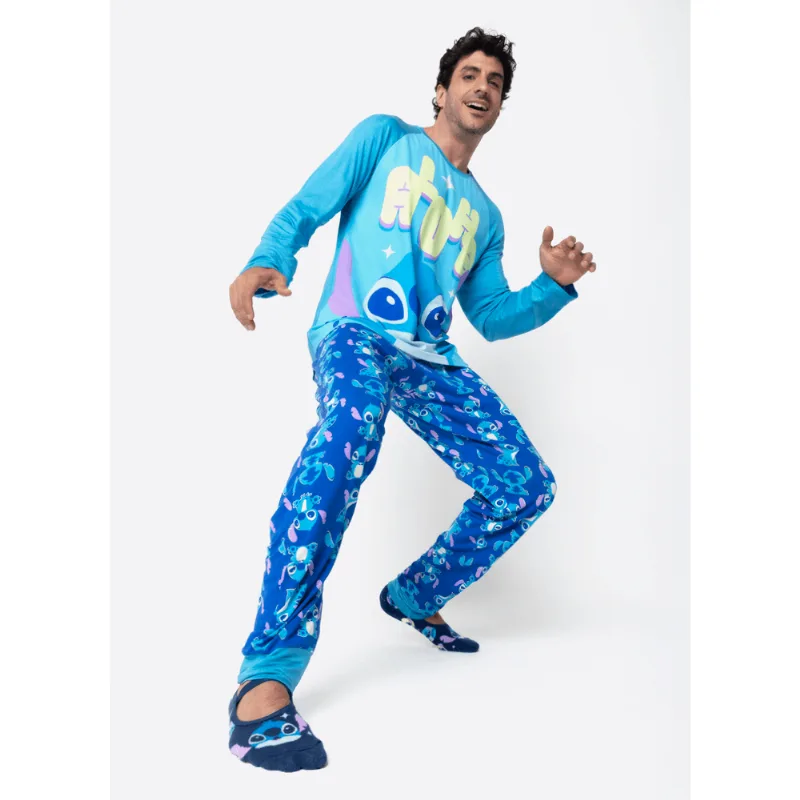 Pijama Manga Longa Viscolycra Masculino Stitch G