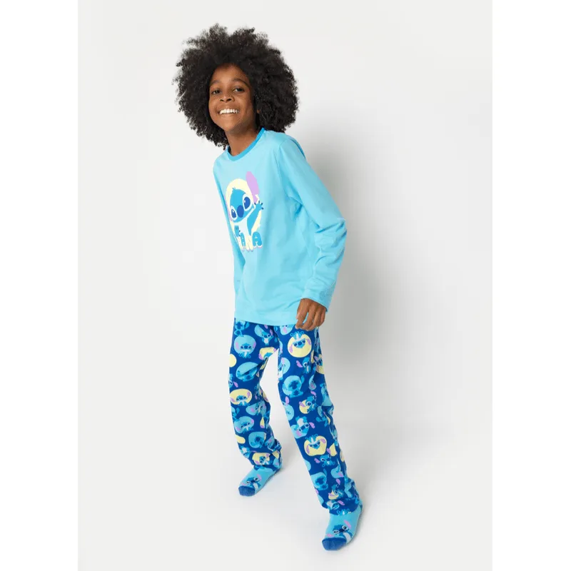 Pijama Manga Longa Algodão Menino Teen Stitch 14