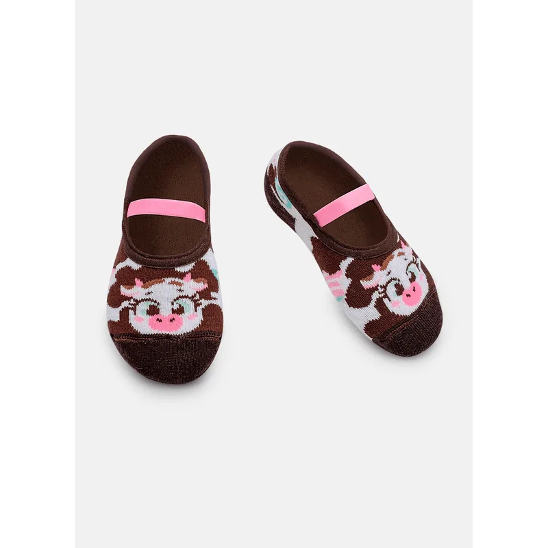 Meia Sapatilha Antiderrapante Bebê Menina Vaca Chocolate 15 A 18 MESES