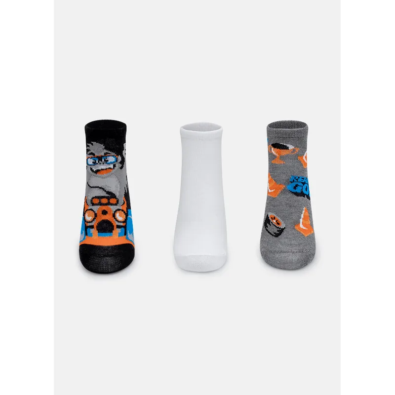 Kit com 3 Meias Cano Curto Menino Gorila Racing 28 A 33