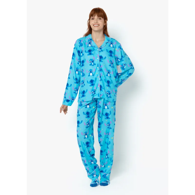 Pijama Manga Longa Viscose Feminino Stitch PP