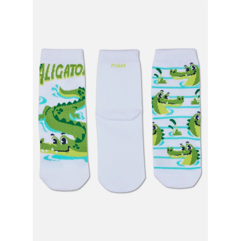 Kit com 3 Meias Cano Médio Menino Jacaré 23 A 27