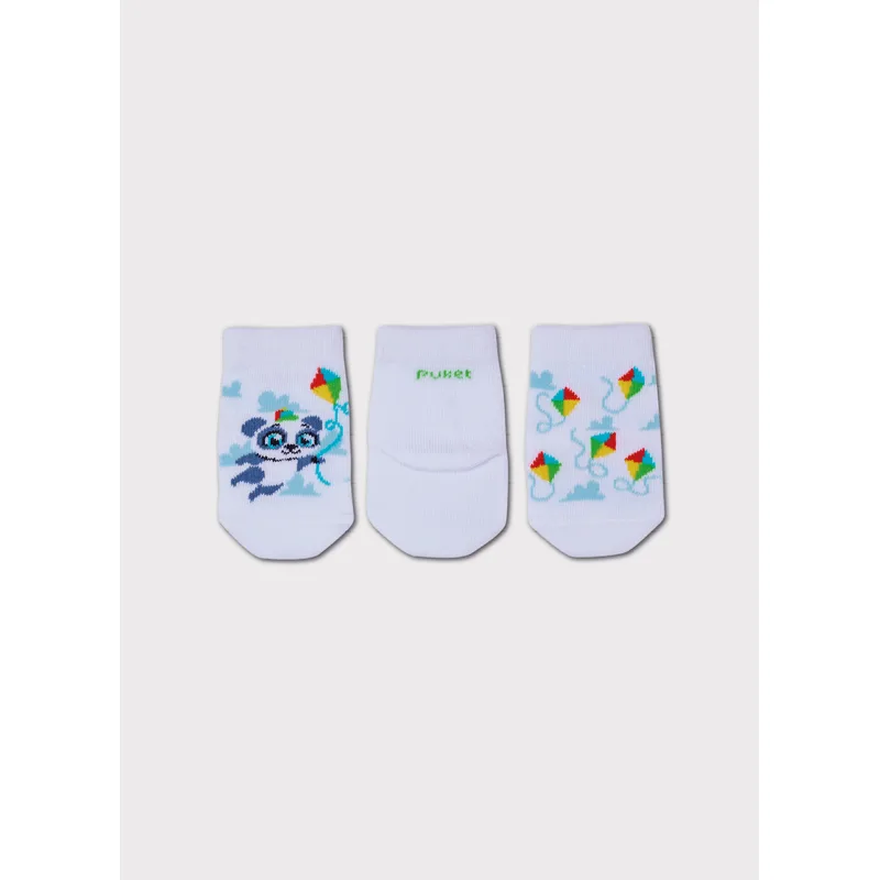 Kit com 3 Meias Cano Médio Bebê Menina Preguiça 0 A 4 MESES