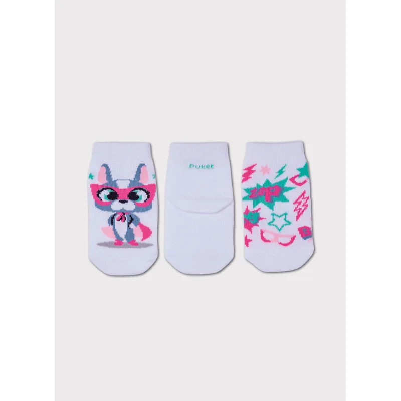 Kit com 3 Meias Cano Médio Bebê Menina Cachorro 19 A 22 MESES