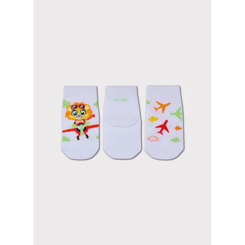 Kit com 3 Meias Cano Médio Bebê Menino Leão 19 A 22 MESES