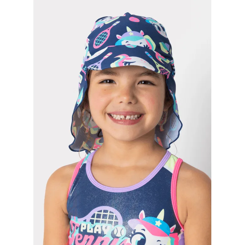 Chapéu com Proteção Solar Menina Unicórnio Tênis 2A4
