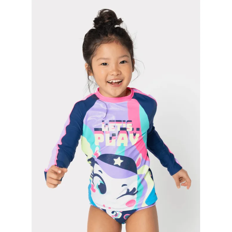 Camiseta Manga Longa com Proteção Solar Menina Unicórnio Tênis 2