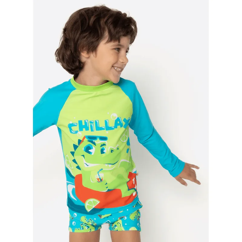 Camiseta Manga Longa com Proteção Solar Menino Jacaré Relax 4