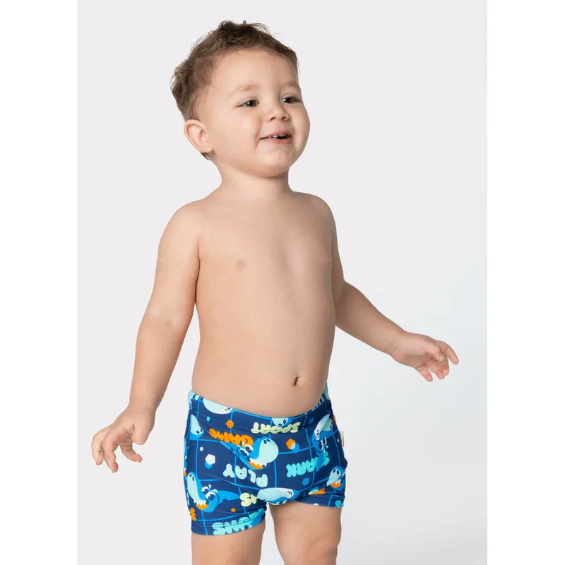 Sunga Boxer com Proteção Solar Bebê Menino Tubarão Futevôlei 6 A 9 MESES