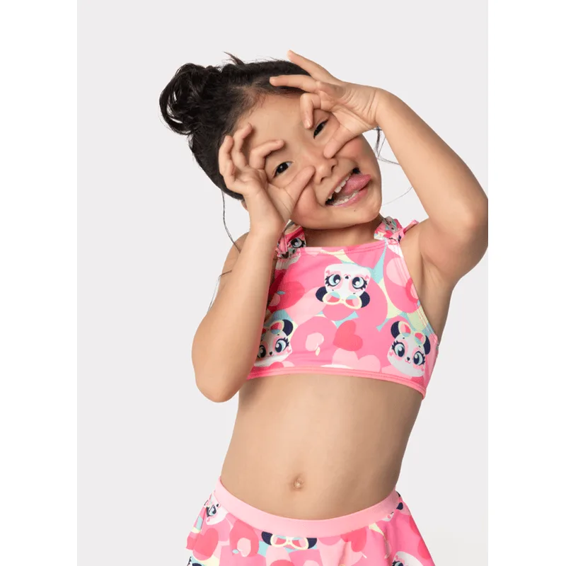 Biquíni com Proteção Solar Menina Panda Romântico 2