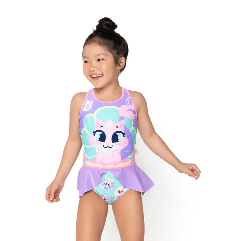 Maiô com Proteção Solar Menina Gata Sereia 1