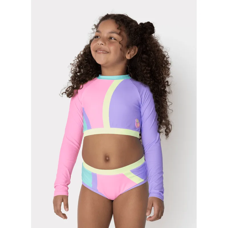 Conjunto Cropped e Calcinha com Proteção Solar Menina Colorfull 8