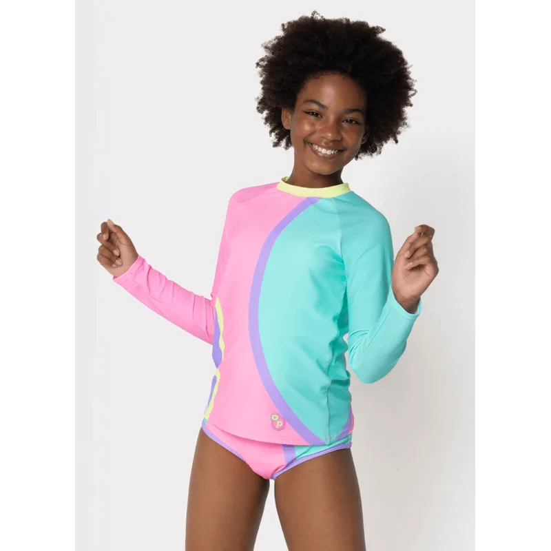 Camiseta Manga Longa com Proteção Solar Menina Teen Colorfull 16