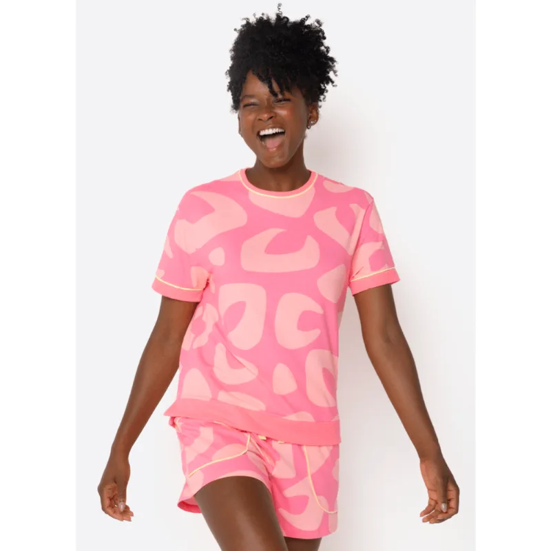 Pijama Manga Curta Viscolycra Feminino Rosa M
