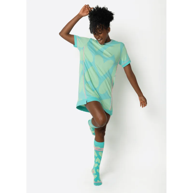 Camisola Manga Curta Viscolycra Feminina Coração GG