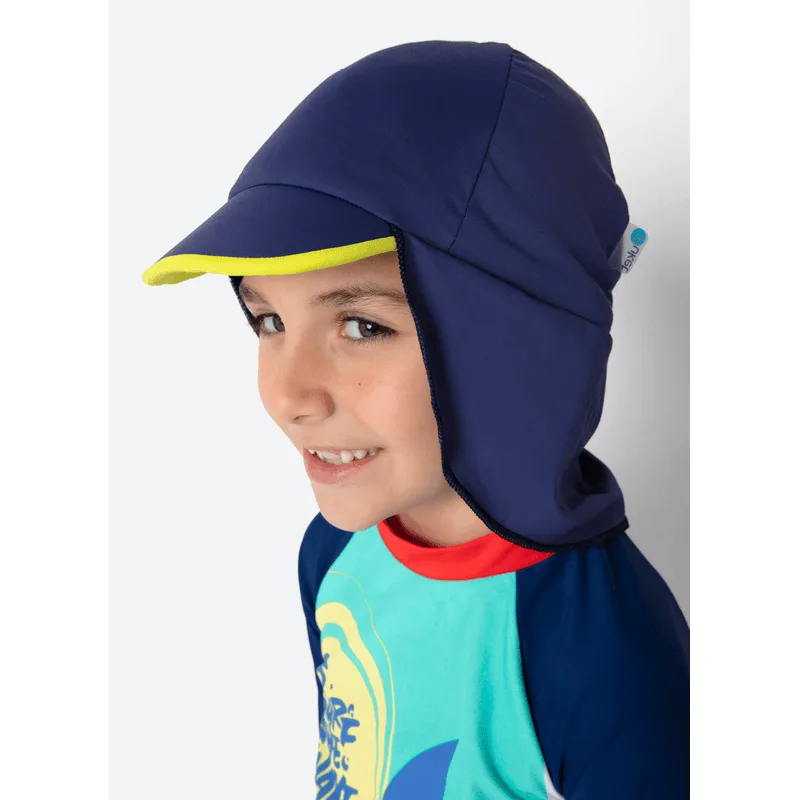 Chapéu com Proteção Solar Bebê Menino Color Block Azul Marinho UN