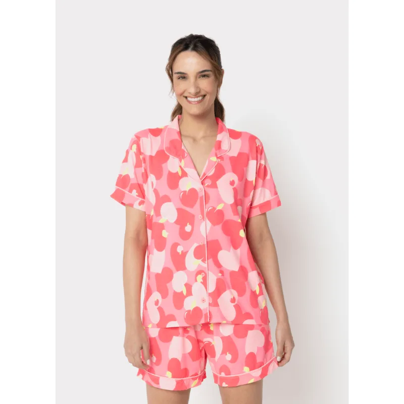Pijama Manga Curta Viscose Feminino Panda Romântico M