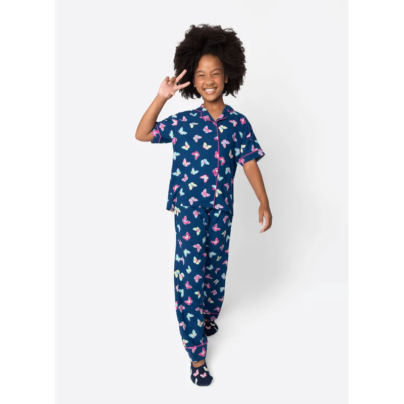 Pijama Manga Curta Viscose Menina Teen Borboletas 10