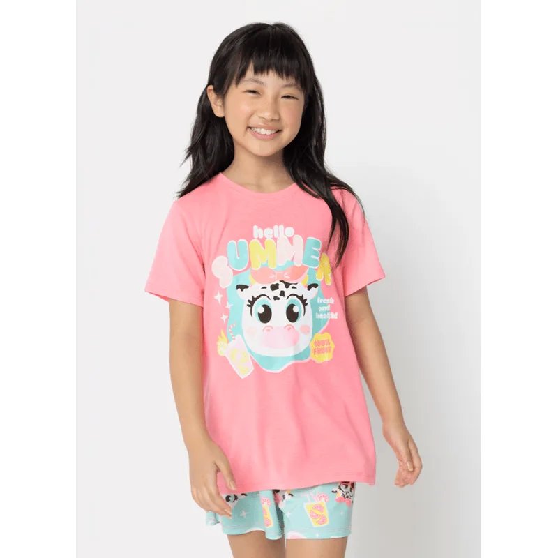 Pijama Manga Curta Viscolycra Menina Teen Vaca Summer 12
