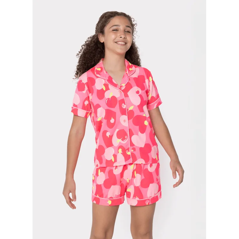Pijama Manga Curta Viscolycra Menina Teen Panda Romântico 8