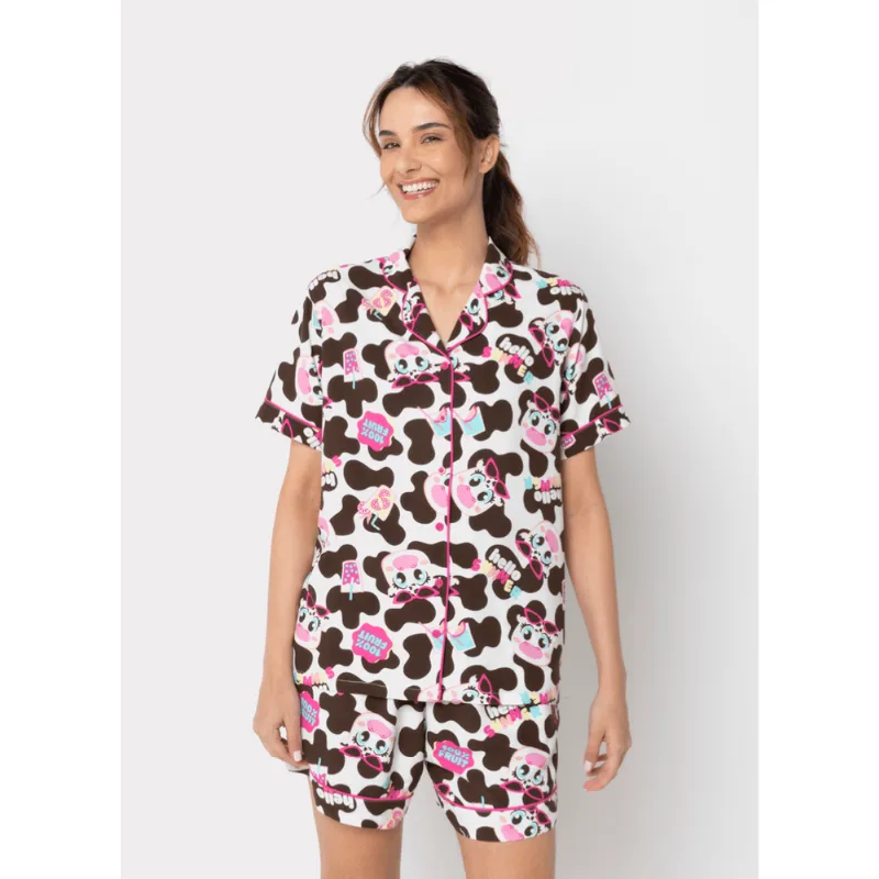Pijama Manga Curta Viscose Feminino Vaca Summer G