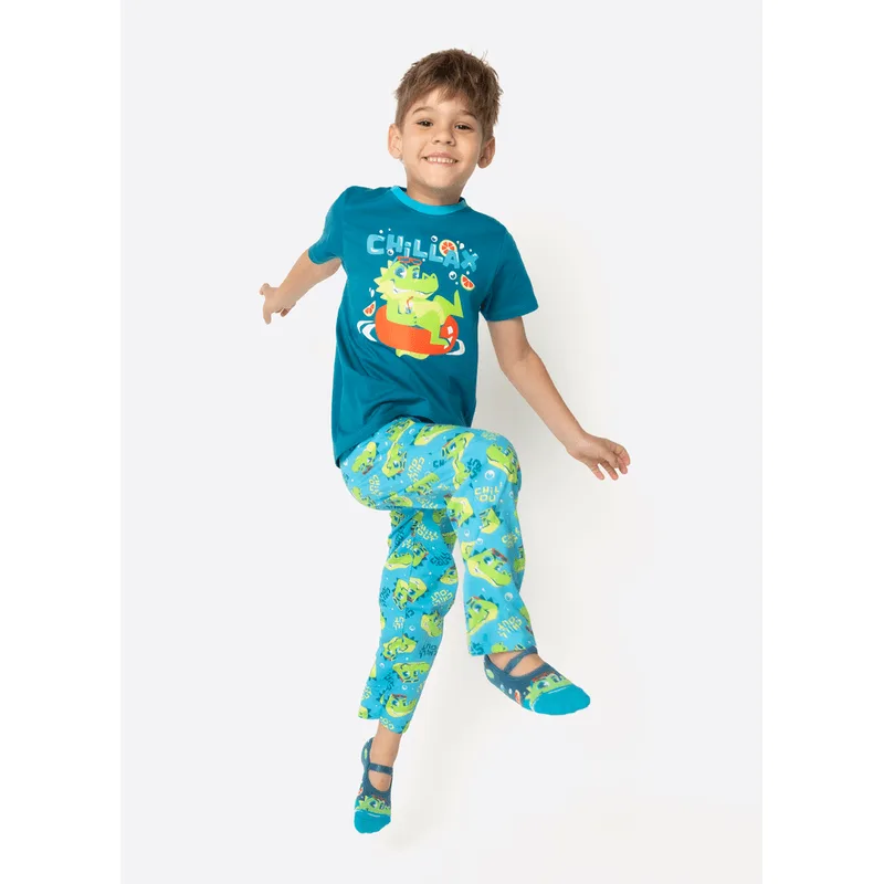 Pijama Manga Curta Algodão Menino Jacaré Relax 2