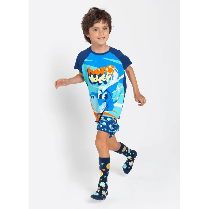 Pijama Manga Curta Viscolycra Menino Tubarão Futevôlei 2