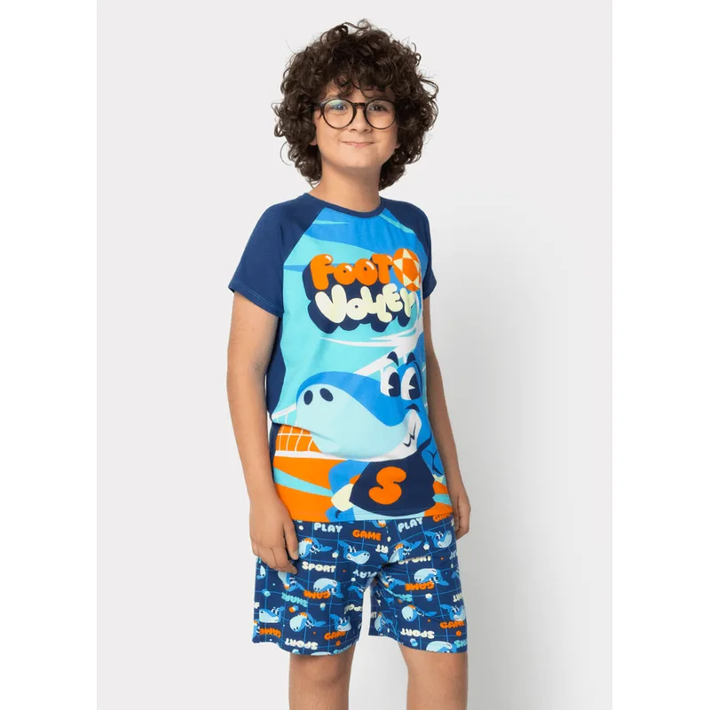 Pijama Manga Curta Viscolycra Menino Teen Tubarão Futevôlei 14
