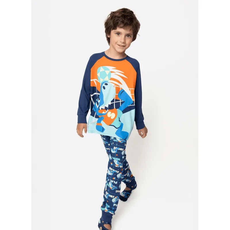Pijama Manga Longa Viscolycra Menino Tubarão Futevôlei 2