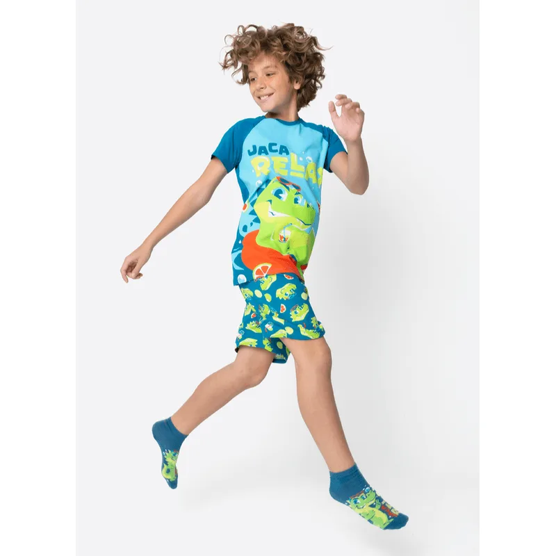 Pijama Manga Curta Viscolycra Menino Teen Jacaré Relax 10