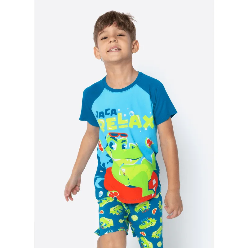 Pijama Manga Curta Viscolycra Menino Jacaré Relax 1