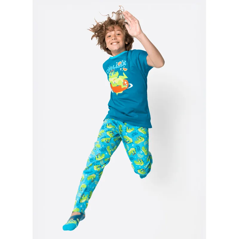 Pijama Manga Curta Algodão Menino Teen Jacaré Relax 10