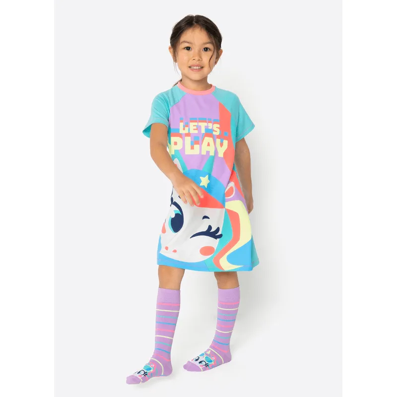 Camisola Manga Curta Viscolycra Menina Unicórnio Tênis 6