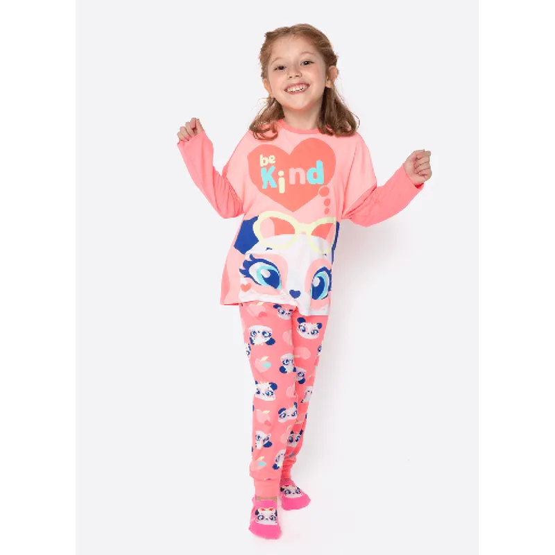 Pijama Manga Longa Viscolycra Menina Panda Romântico 1
