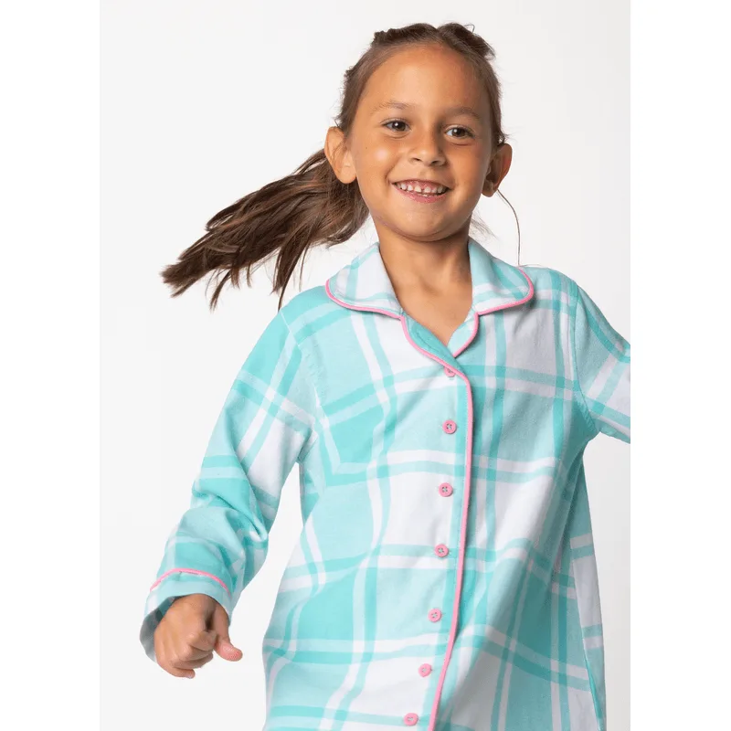 Camisola Manga Longa Flanela Menina Xadrez 6