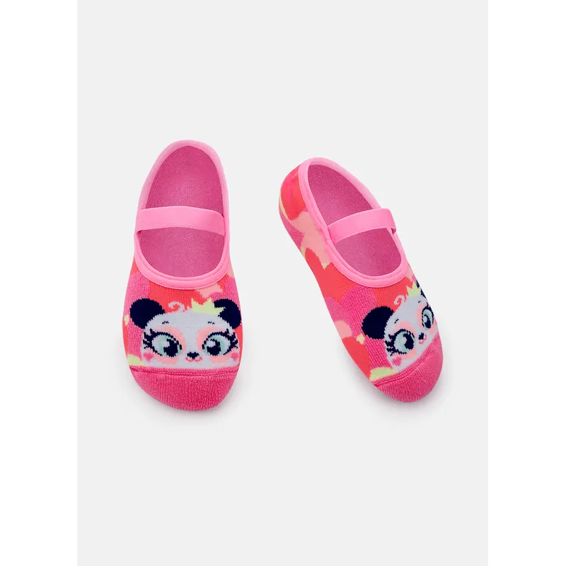 Meia Sapatilha Antiderrapante Menina Panda Romântico 28 A 33
