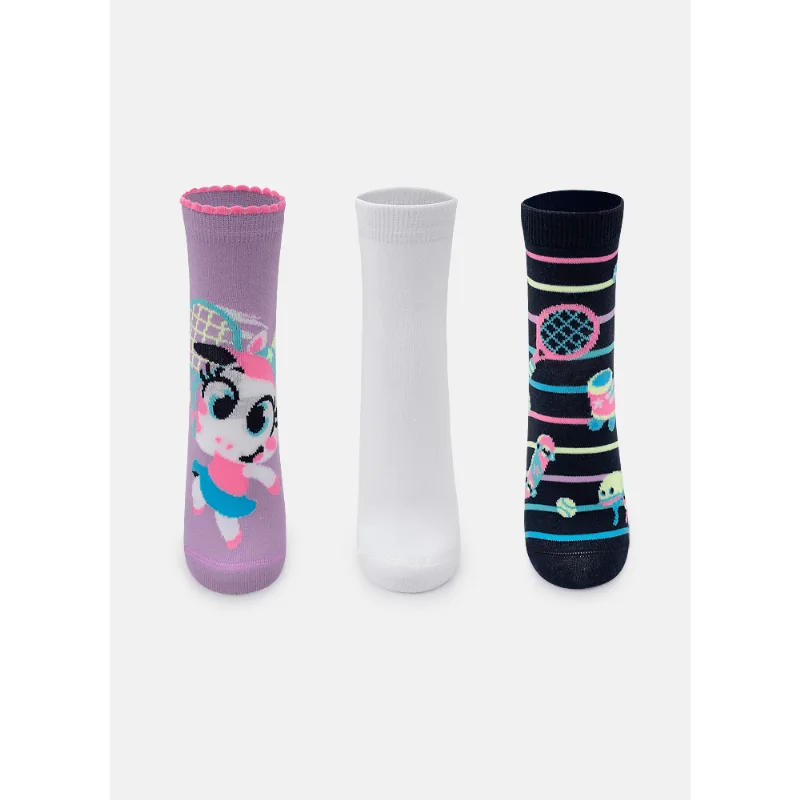 Kit com 3 Meias Cano Curto Feminina Unicórnio Tênis 34 A 39