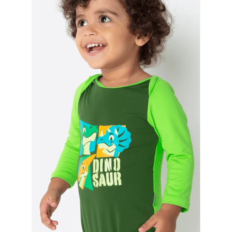 Macacão Manga Longa com Proteção Solar Bebê Menino Dino Trio 9 A 12 MESES