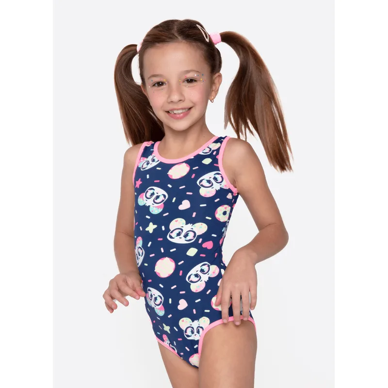 Maiô com Proteção Solar Menina Panda Donuts 8
