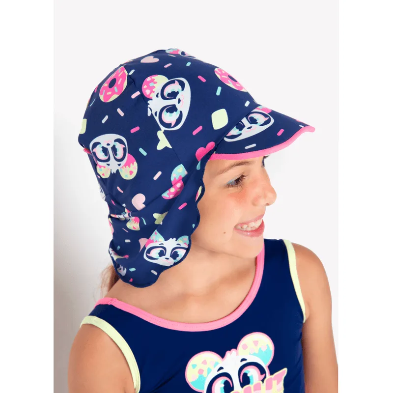 Chapéu com Proteção Solar Menina Panda Donut 6A8