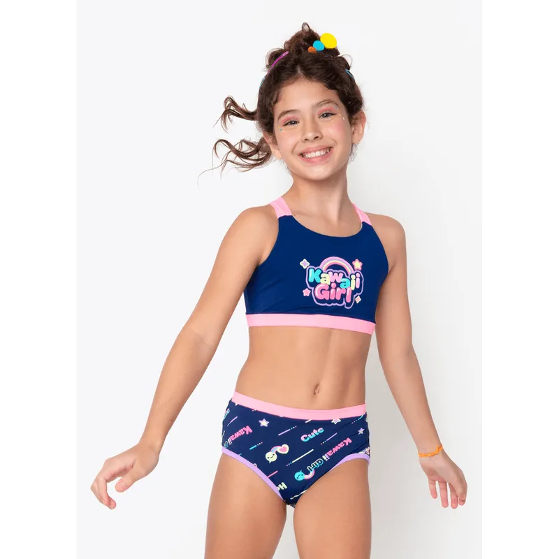 Biquíni com Proteção Solar Menina Teen Unicórnio Kawaii 12