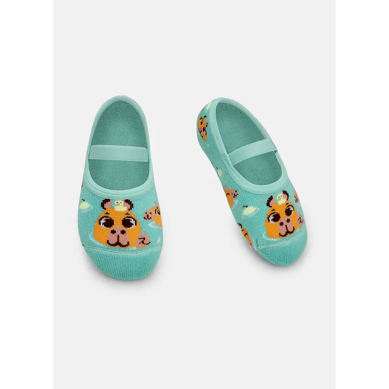 Meia Sapatilha Antiderrapante Kids Unissex Capivara Vibes 28 A 33