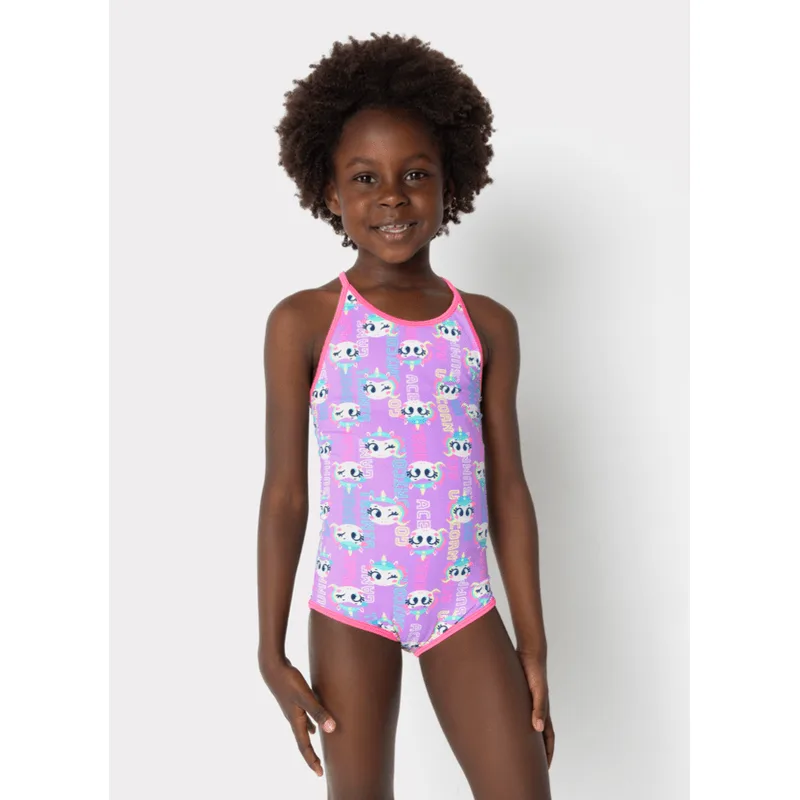 Maiô com Proteção Solar Menina Unicórnio Tênis 8