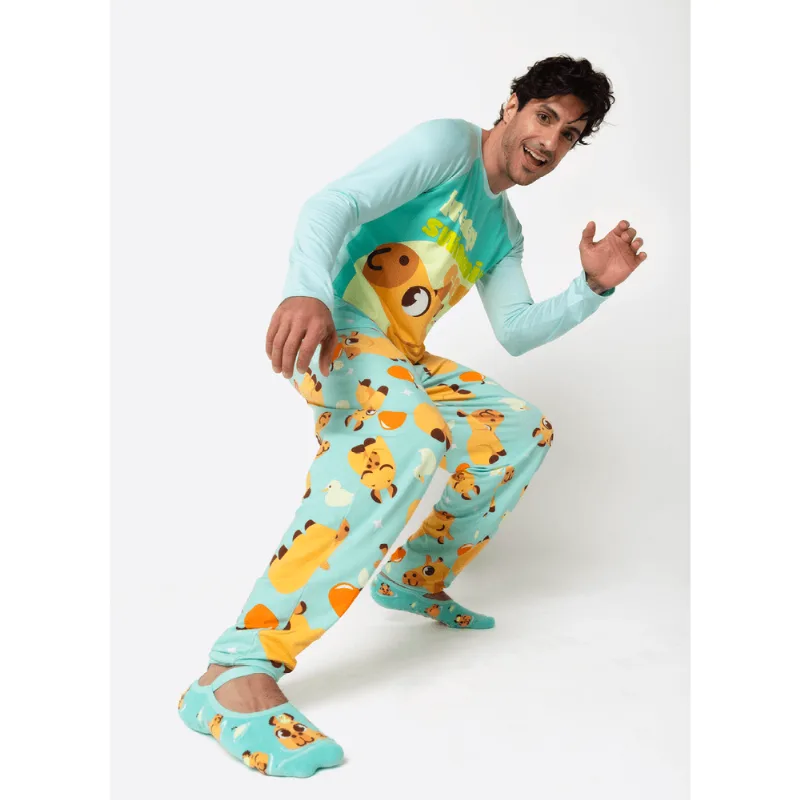 Pijama Manga Longa Viscolycra Masculino Capivara Vibes M