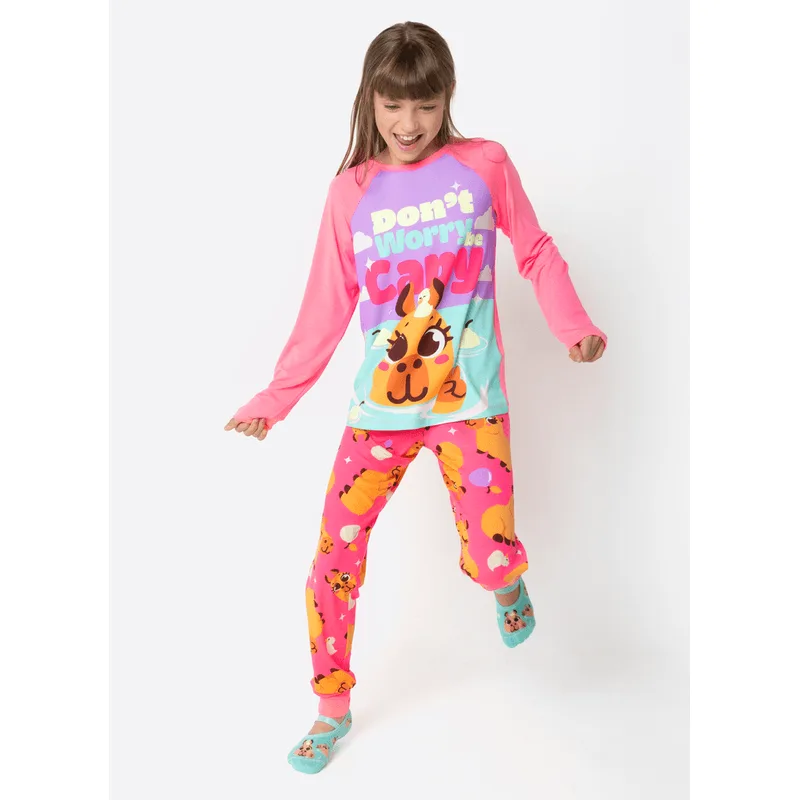 Pijama Manga Longa Viscolycra Menina Teen Capivara Vibes 12