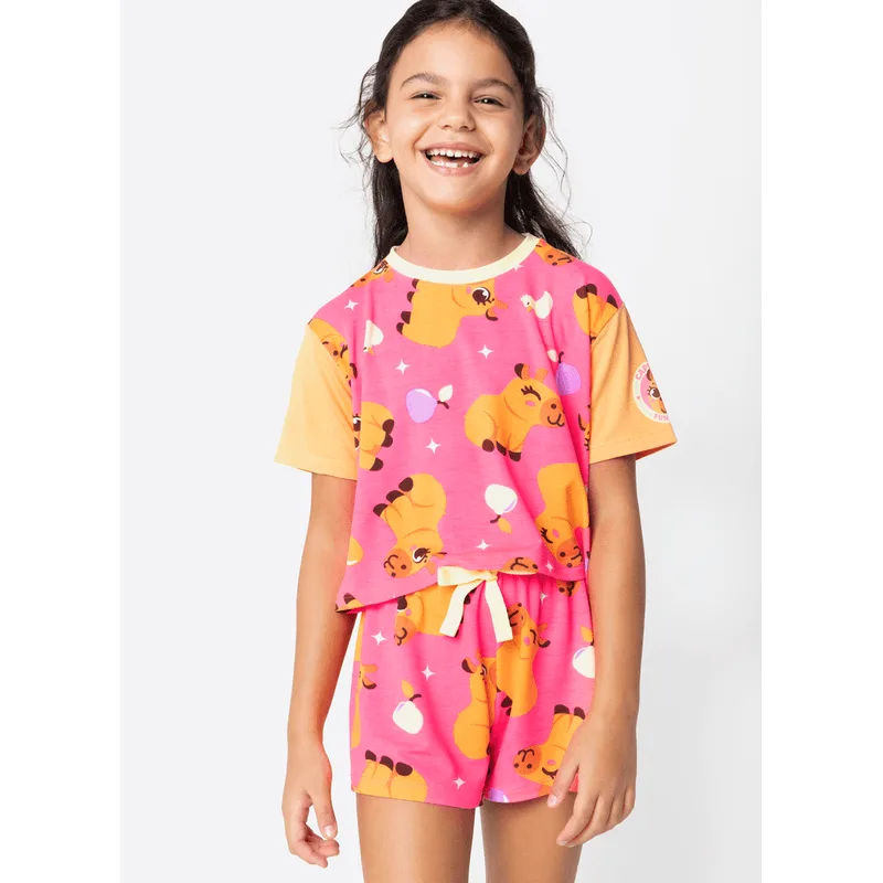 Pijama Manga Curta Viscolycra Menina Capivara Vibes 2